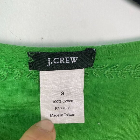 J.Crew Vintage Long Sleeve Embroidered Tunic Top Swim Coverup Green Sz SM - Picture 8 of 11